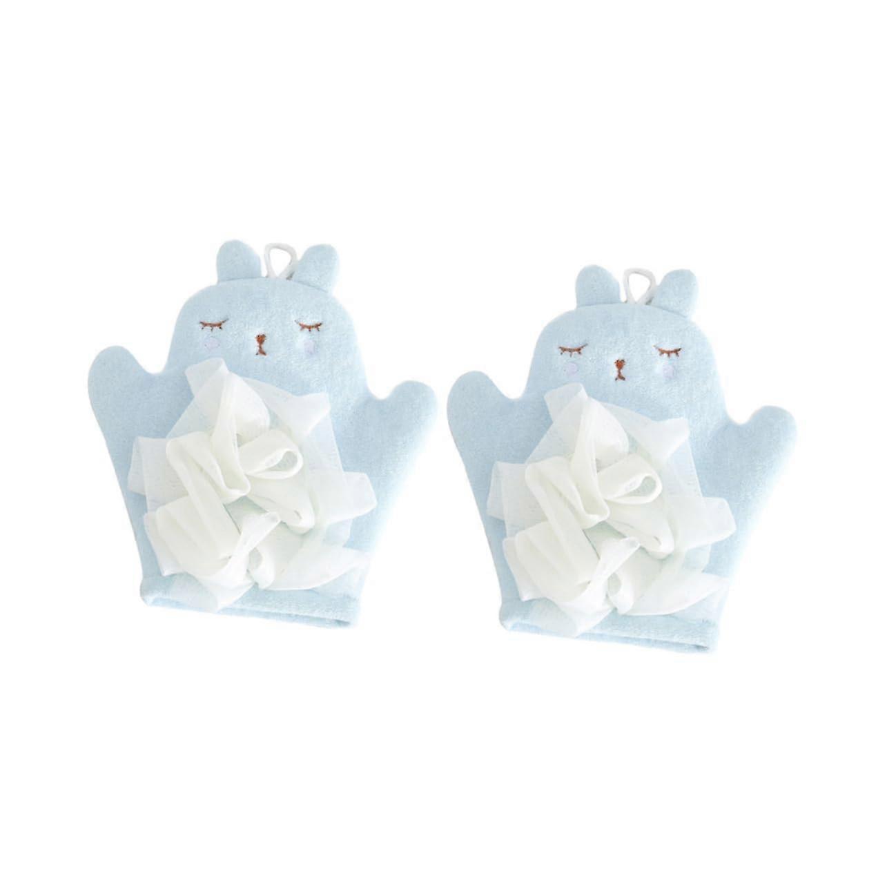 Exfoliating Bath Gloves with DualUse Loofah Scrubber, QuickDrying for All Skin Types, 2pcs