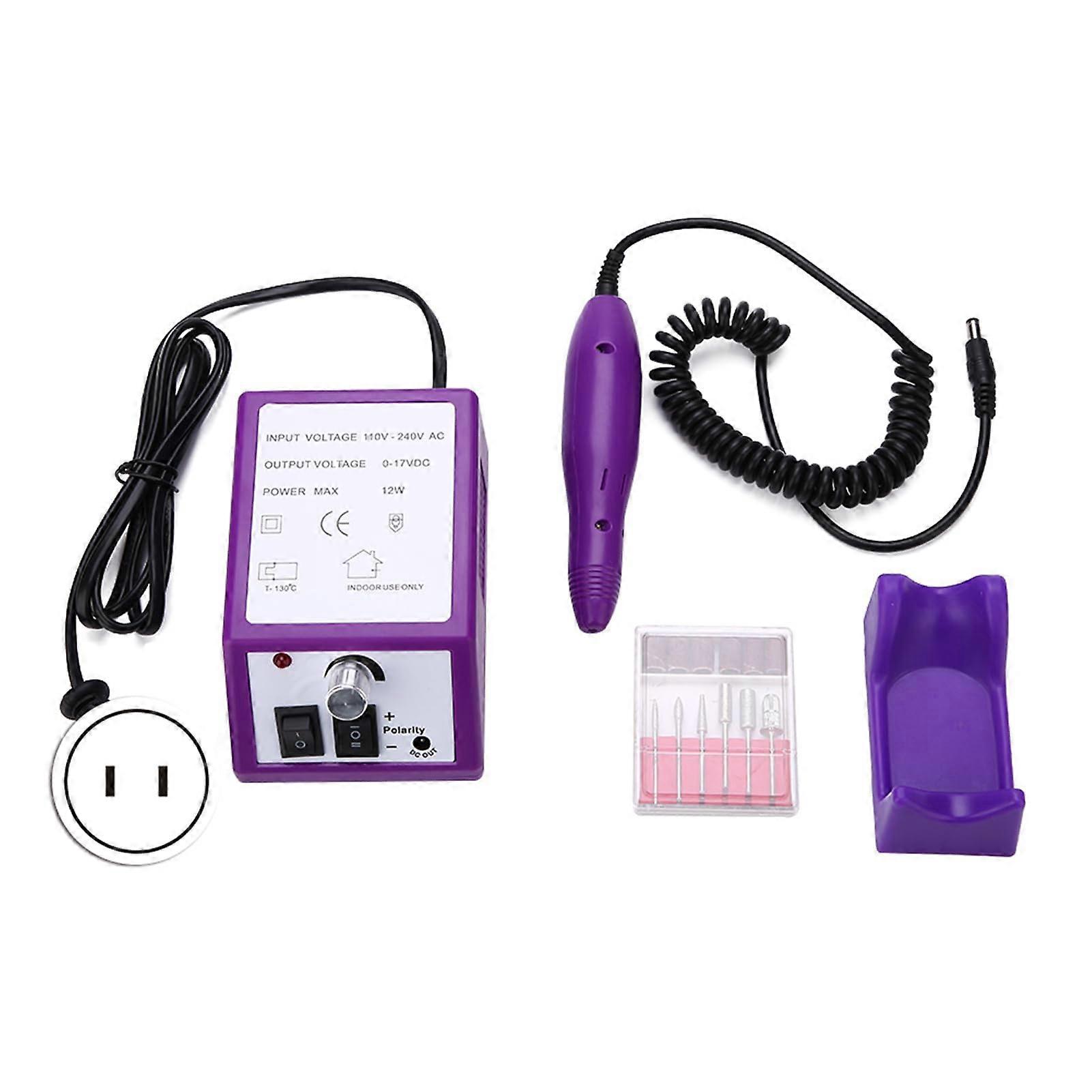 Professional Electric Nail Drill, Durable Metal, Adjustable Speed, Multiple Bits, Manicure Pedicure, Purple