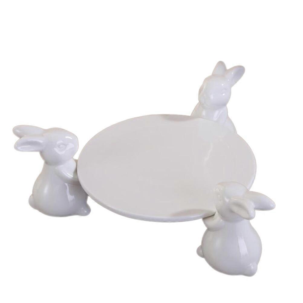 Creative Ceramic Dish Rabbit Cake Plate for Storage 1Pcs Bunny Tray