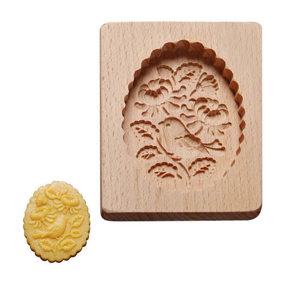 Wooden Cookie Mold with Multiple 3D Engraved Patterns, Beech Wood Biscuit Stamp, Easy Release