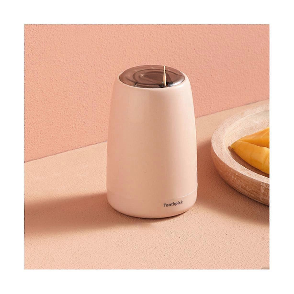 Automatic Toothpick Dispenser with Large Capacity Toothpick Holder, Press Type, Plastic, Pink