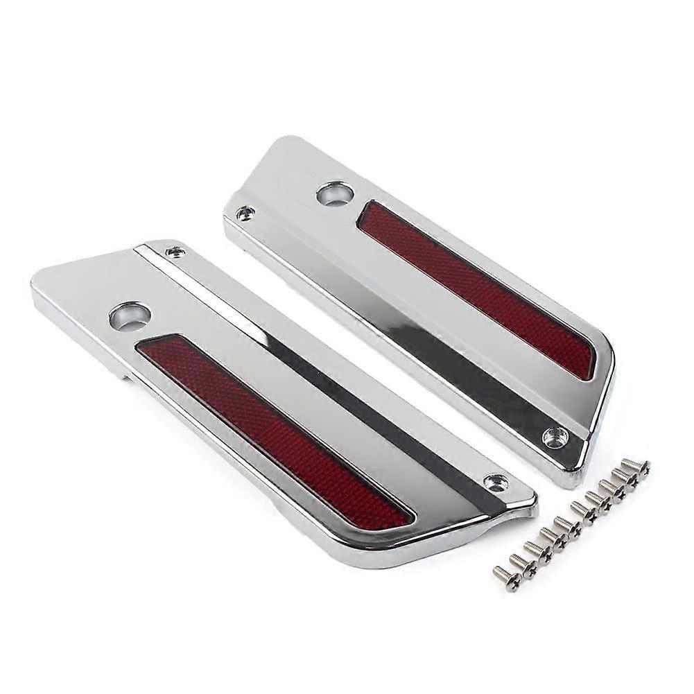Touring Saddlebag Latch Cover Chrome with Red Reflector for Harley Electra Glide Road Glide Street Glide Road King