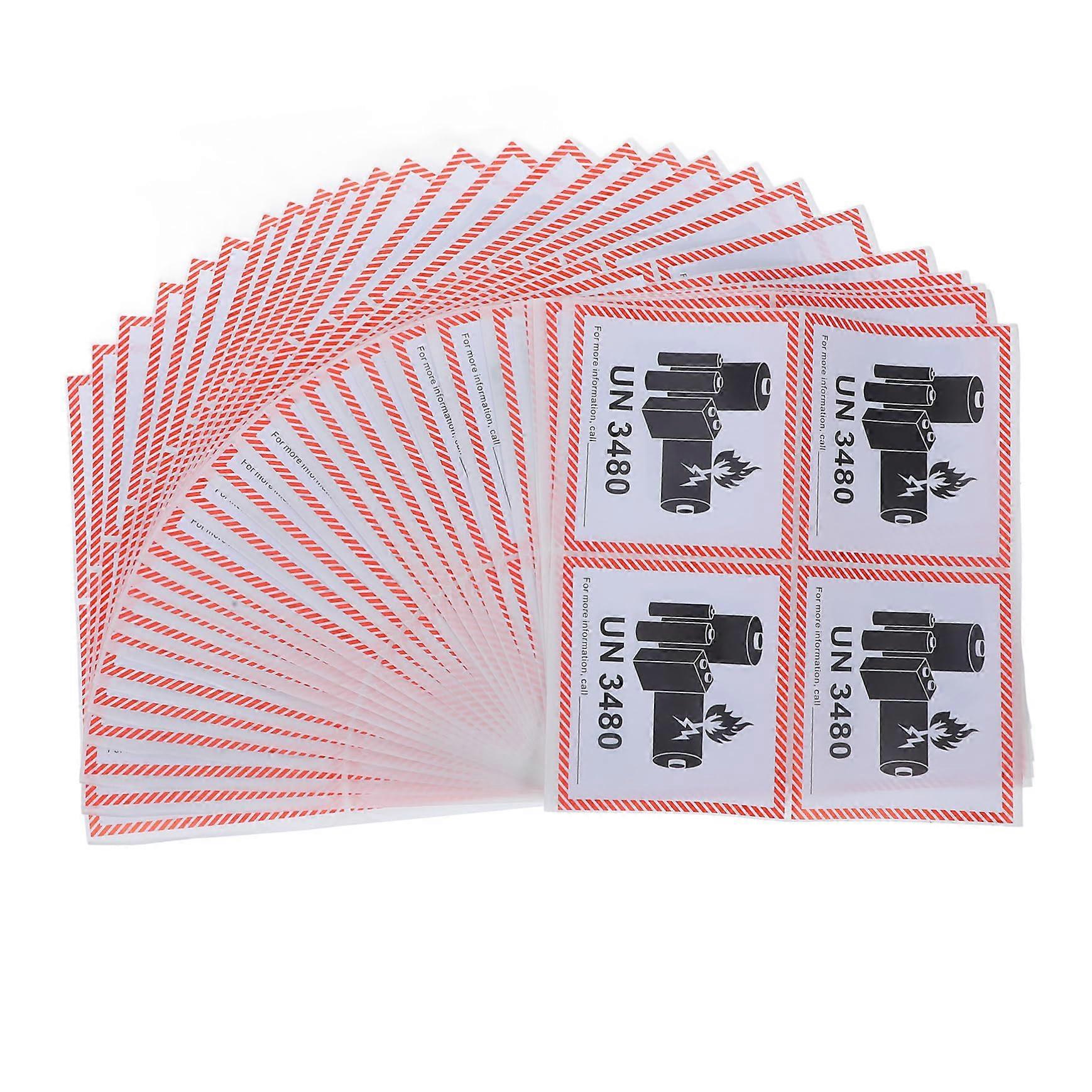 100 Sheets Lithium Battery Warning Labels Adhesive  Caution Stickers for Safe Transport