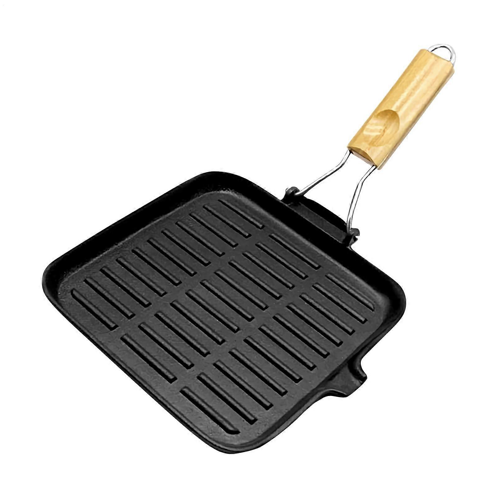 Square Cast Iron Griddle Pan with NonStick Surface and Foldable HeatResistant Handle for Camping