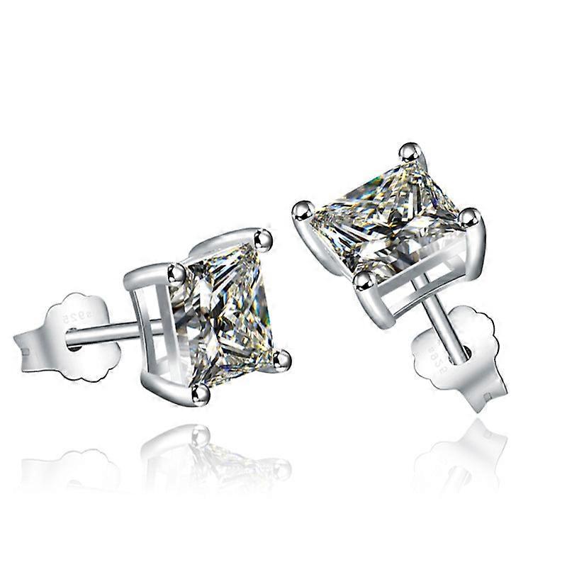 Pendientes S925 Silver Sterling Square Stud Pendientes