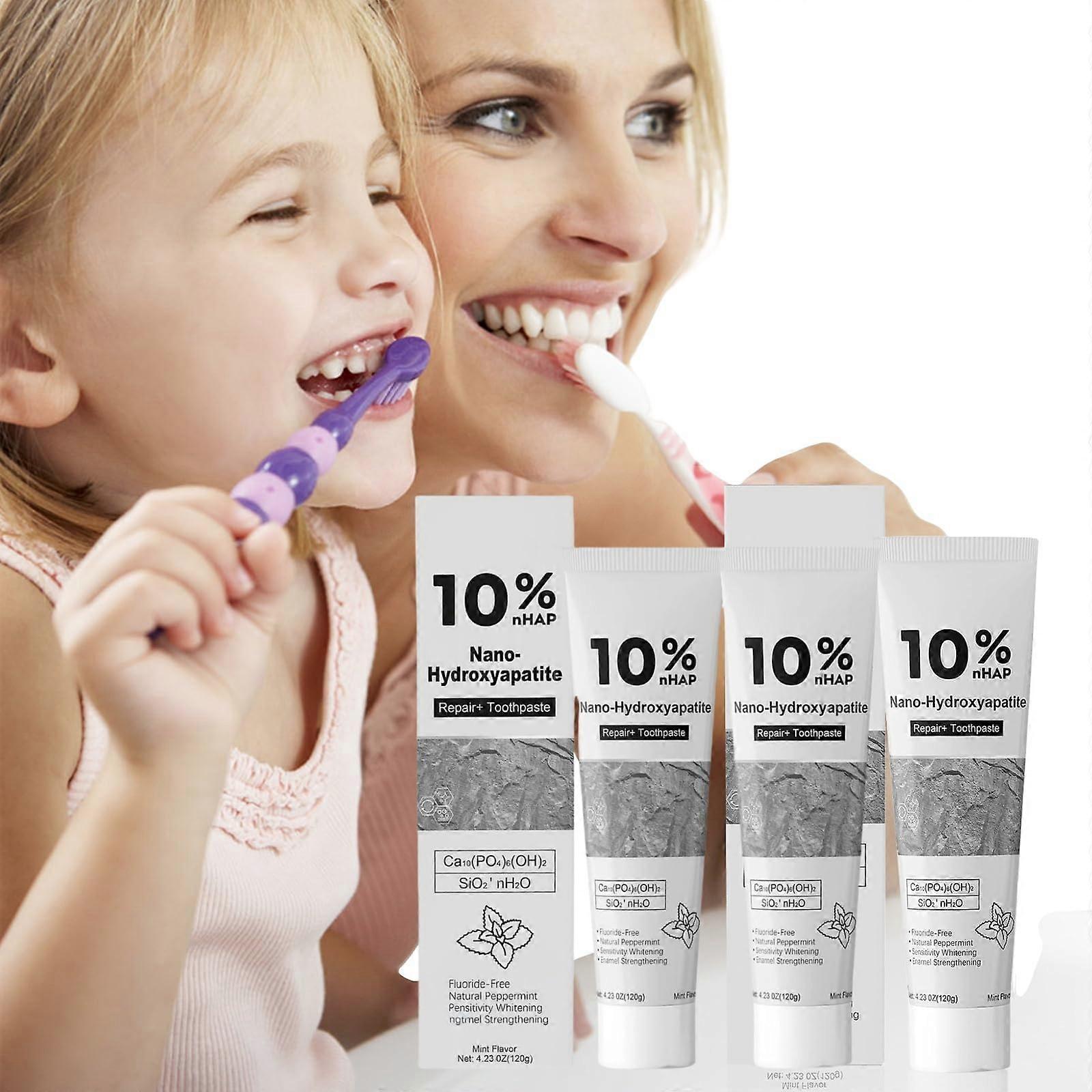 Hydroxyapatite Toothpaste for Sensitive Teeth, Enamel , Fluoride Whitening Mint, 3PCS