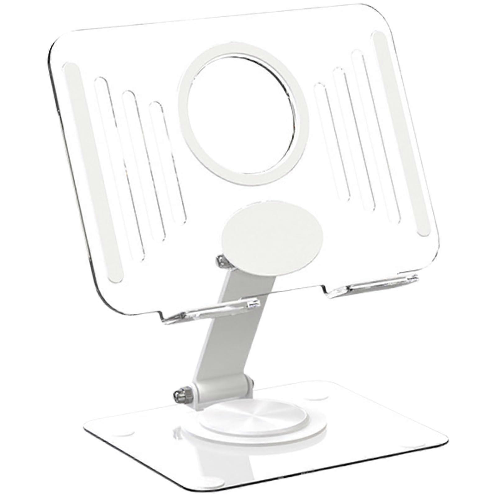 Adjustable Tablet Stand for Desk with Ergonomic Viewing Angle, Foldable Design, Heat Dissipation, White