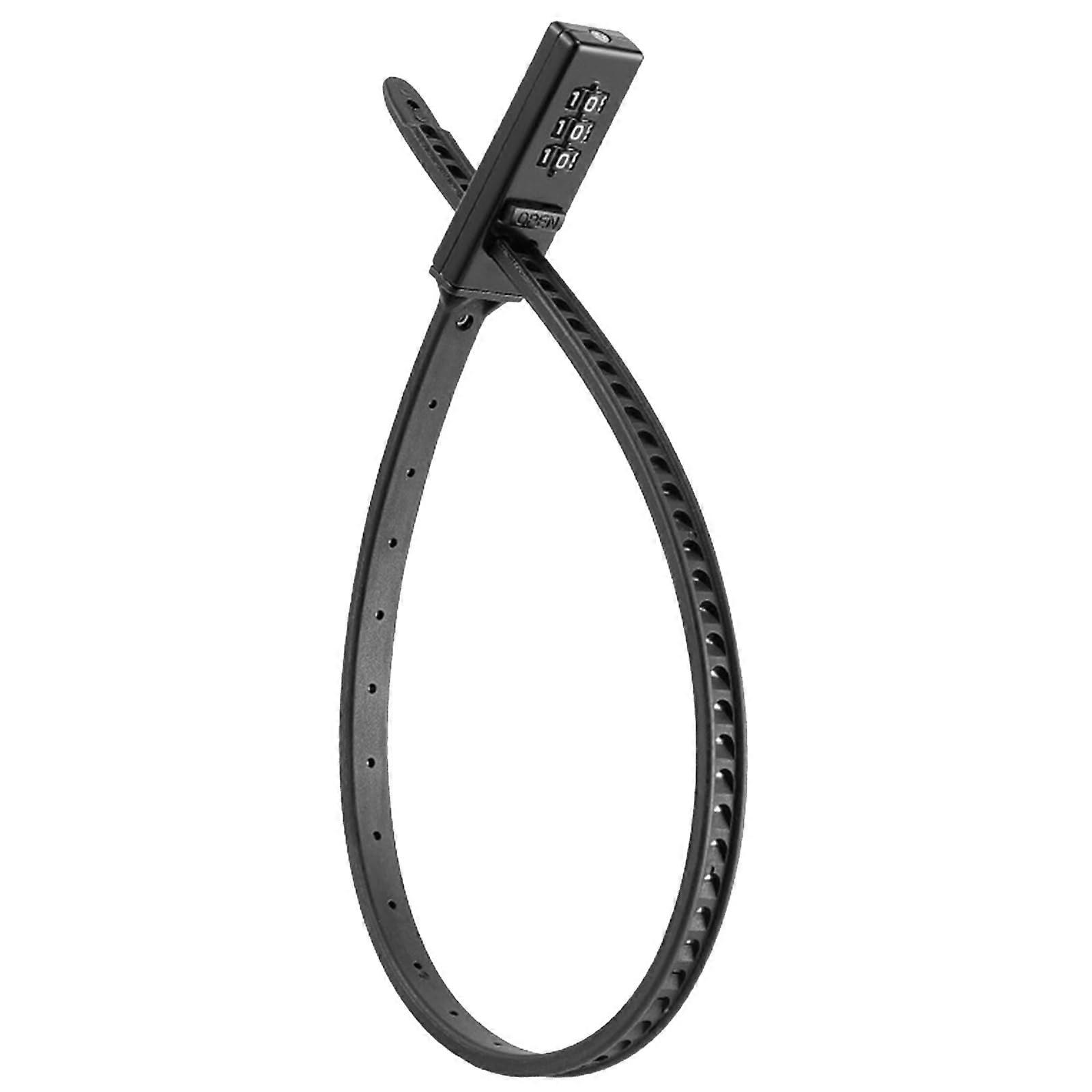 Adjustable Zip Tie Bike Lock with 3 Digit Combination, Lightweight Durable Alloy Head, Black