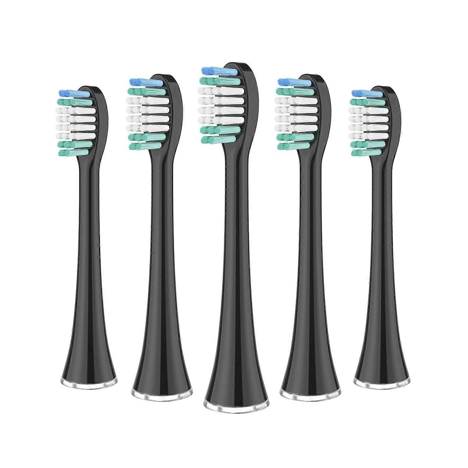 Electric Toothbrush Heads Soft Bristle 5 Pack Black Compatible with Aquasonic
