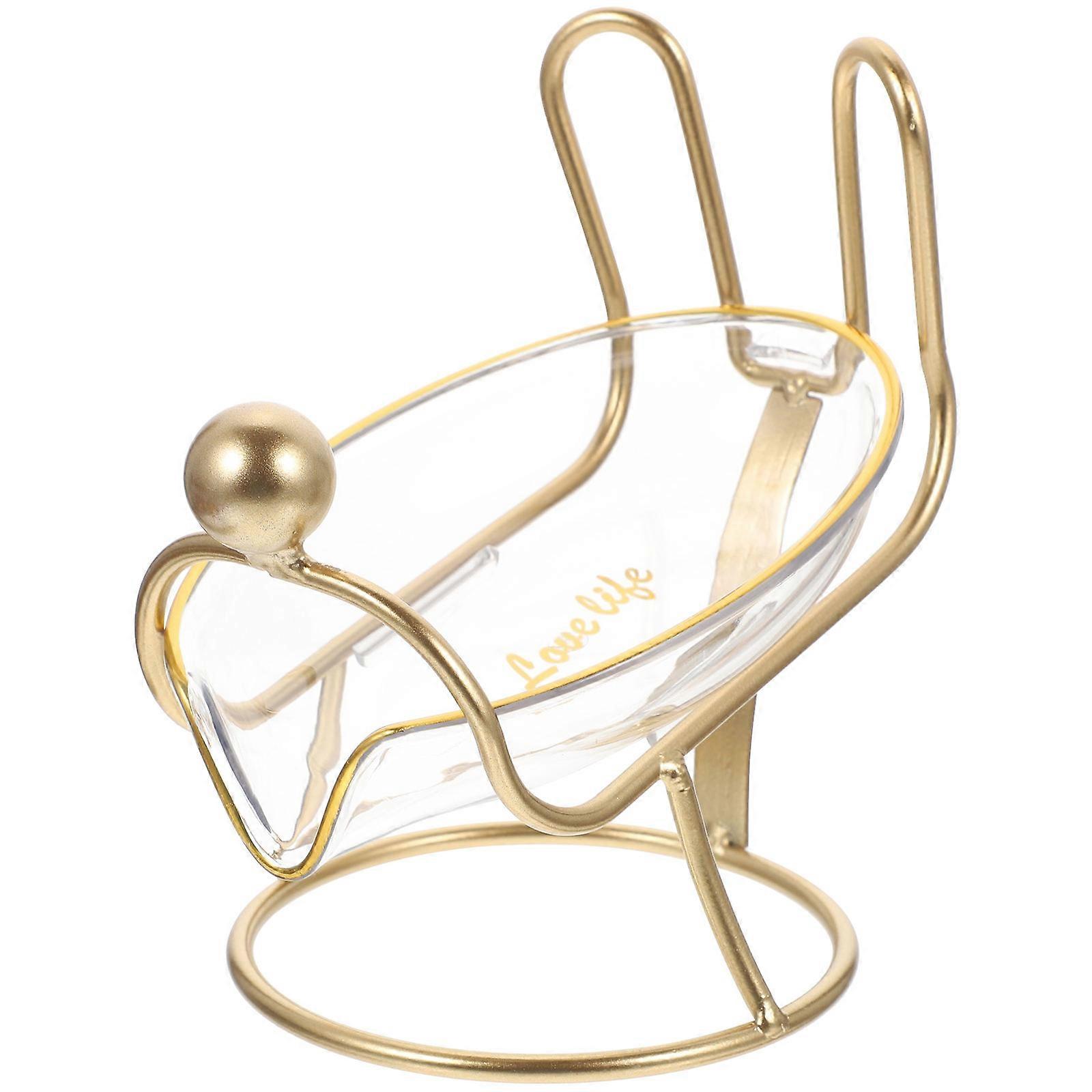 Golden Draining Soap Tray Rabbit Soap Holder for Bathroom Storage