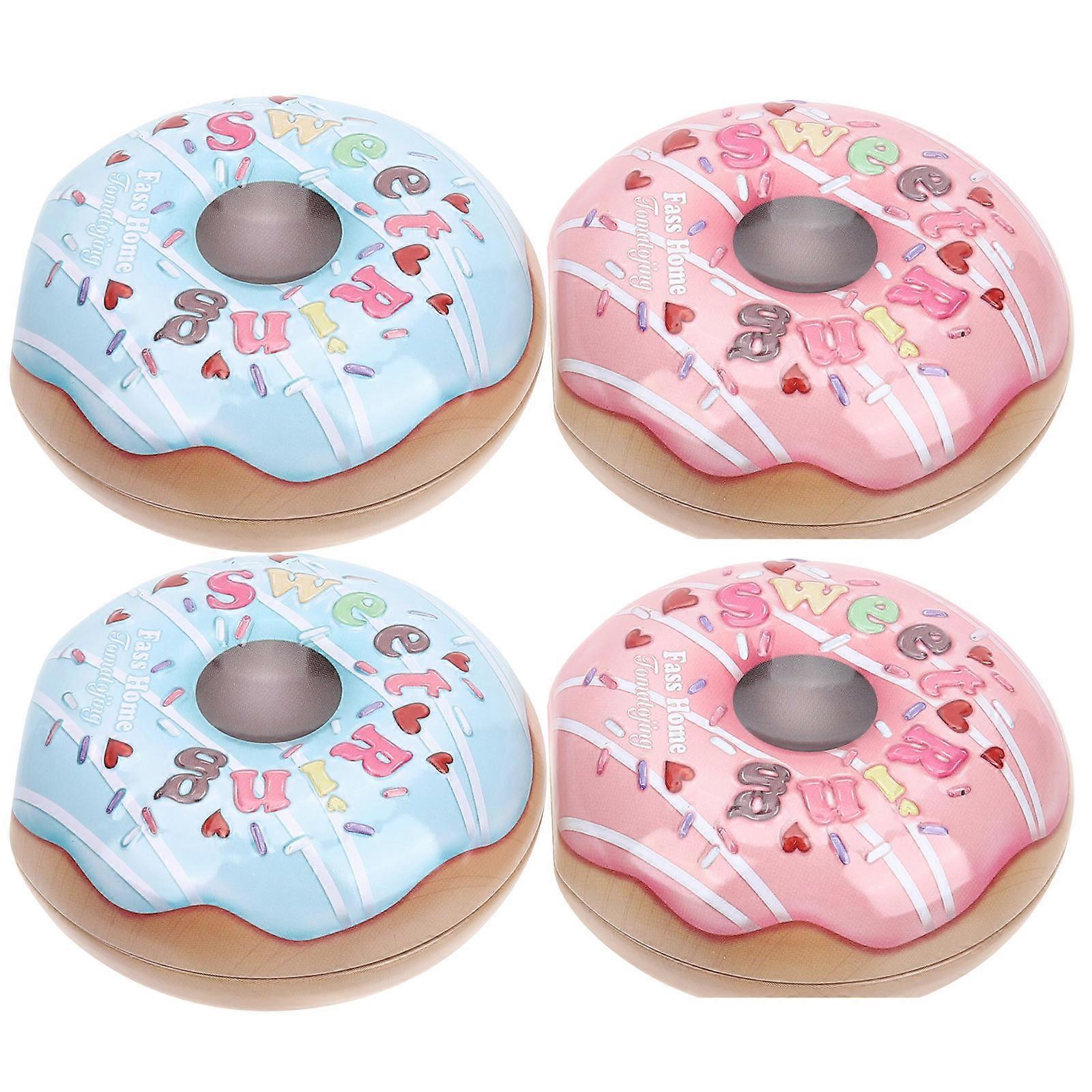 Donut Shaped Candy Box Assorted Color for Storage 4Pcs Tinplate Gift Boxes