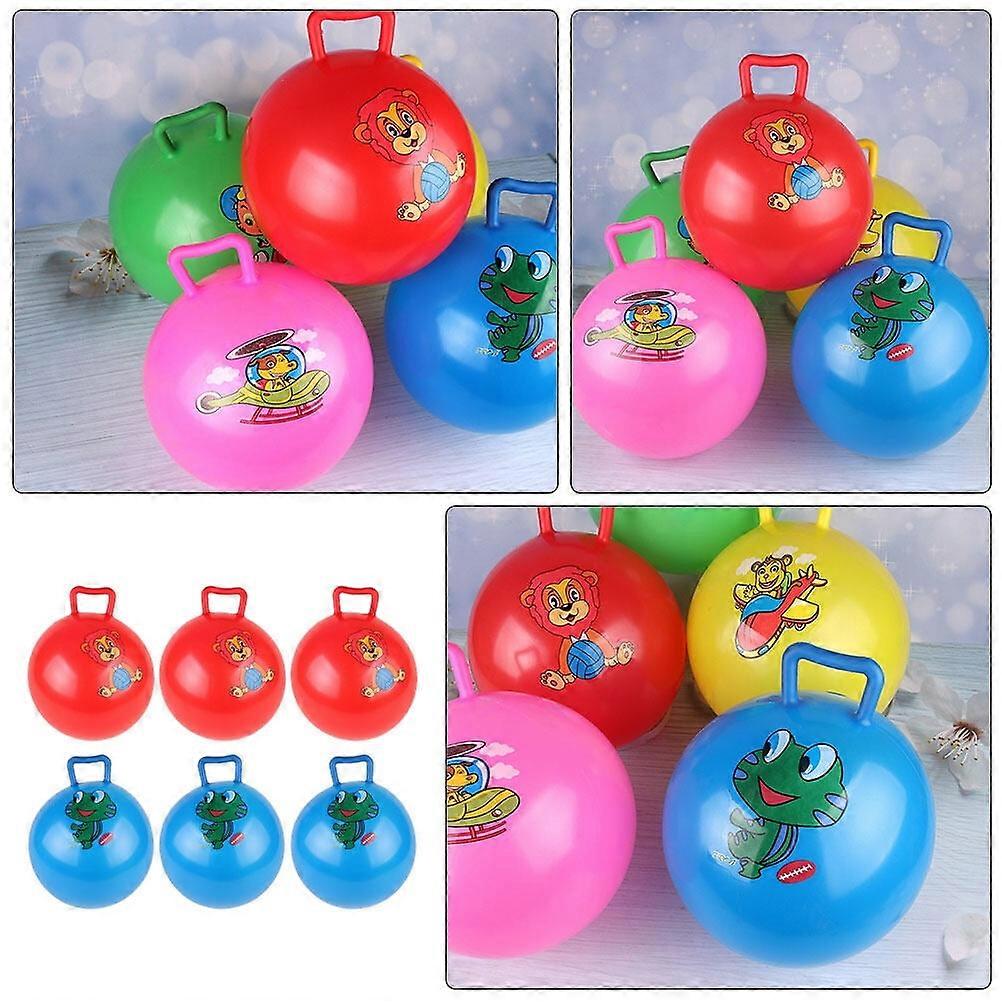 6Pcs Kids Inflatable Balls Jumping Balls Cartoon Pattern Hopper Balls (Random Pattern)