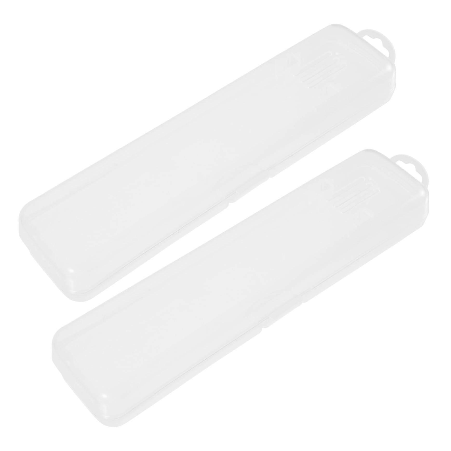 2 Pack Transparent Plastic Travel Toothbrush Case Holder with Toothpaste Storage