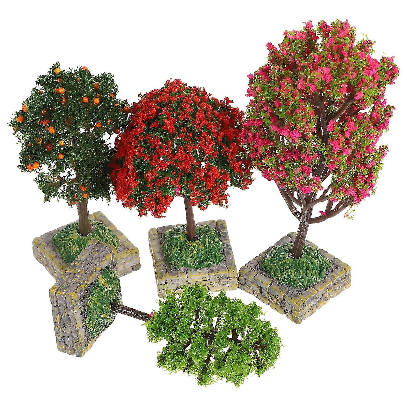 Miniatures Landscape Trees for Decoration 4Pcs Plastic Model
