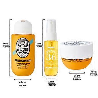 3-i-1 kroppspleiesett i reisestørrelse, dusjsåpe og bodylotion og kroppssmør, dyprensende dufttoalettsett for kvinner, bærbart ferieprodukt