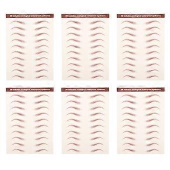 Self-Adhesive Eyebrow Stickers 3D Waterproof Brow Transfers 6 Sheets