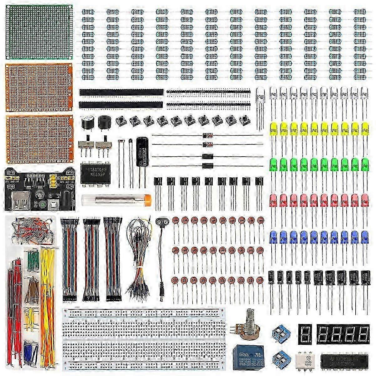 ESP32/ESP8266 Electronic Component Kit, Fun DIY Kit with Power Supply Module, Breadboard compatible with R3