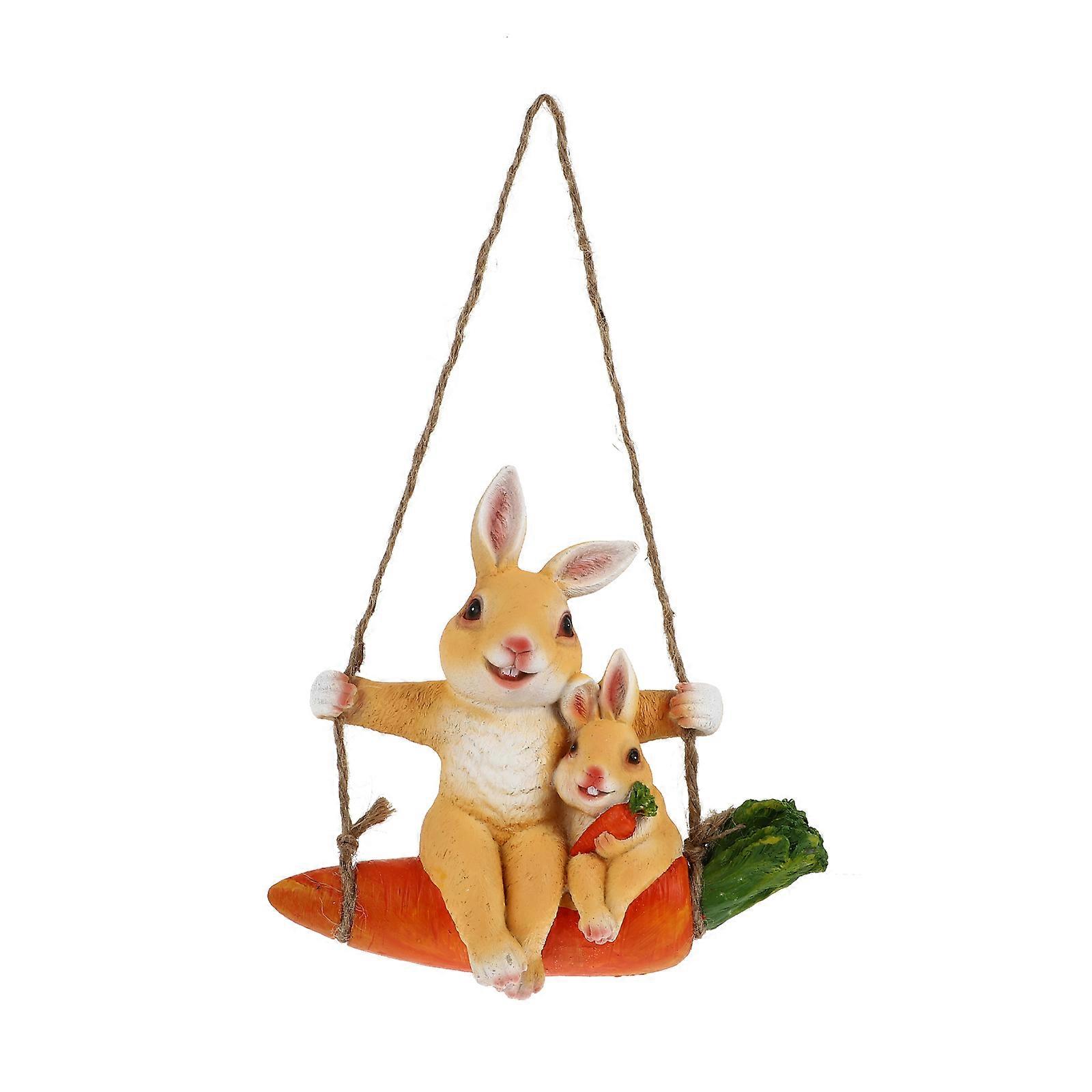Figurine de lapin en résine Swing Rabbit, décoration de Pâques