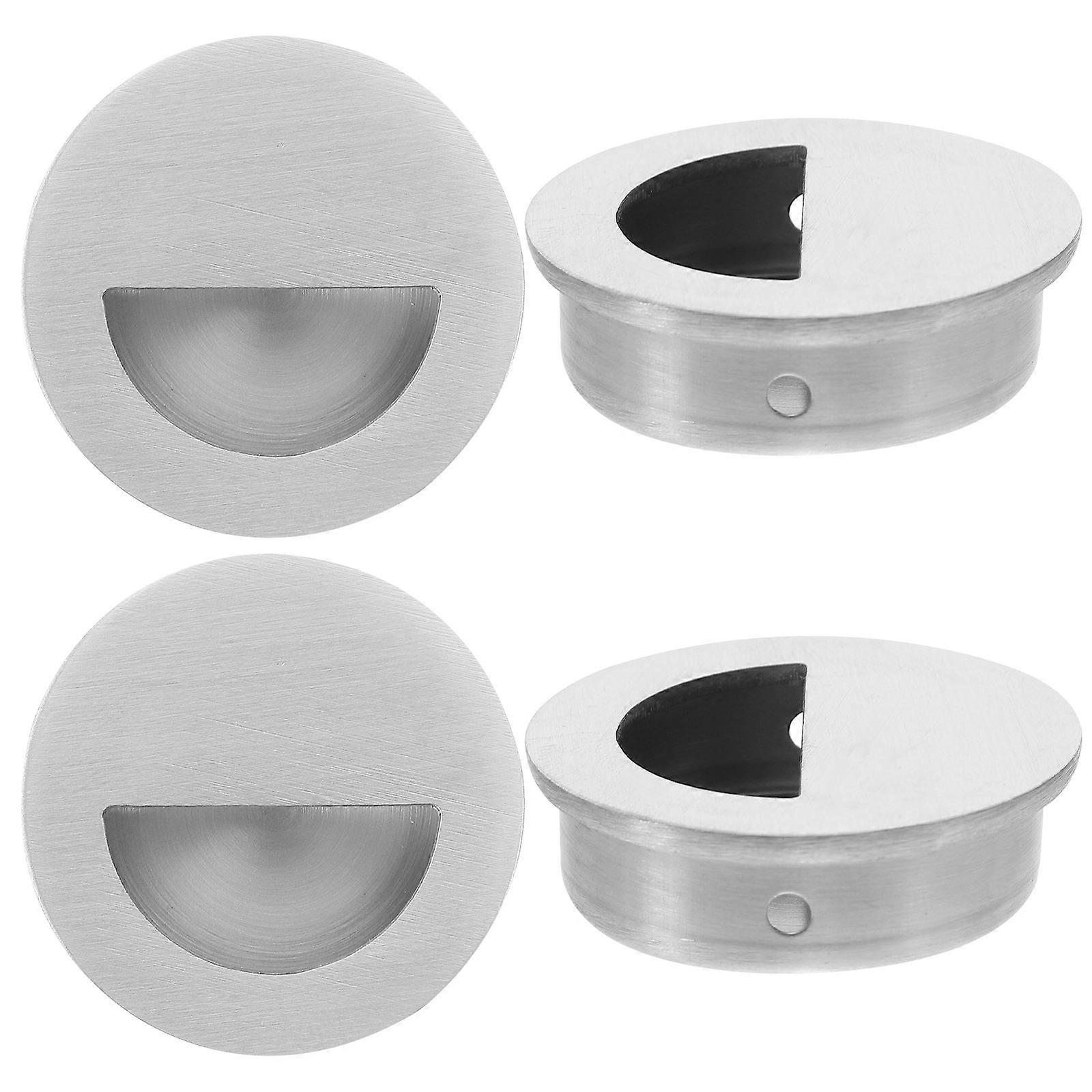 4pcs Recessed Door Pull Pocket Door Handles Cabinet Door Knobs Bathroom Cabinet Pulls