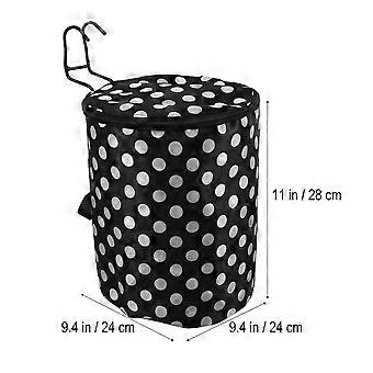 Wasserdichte Canvas Basket Front Storage Carrier Bag Handtasche für den Fahrradeinkauf (Black and White Dot)