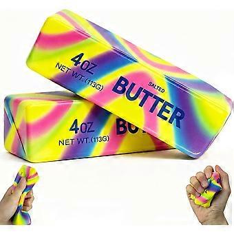 2PCS Butter Squishy Stress Toy, Realistic Butter Stick Fidget, Slow Rising Soft Squeeze Toy for Adults Stress Relief，Dazzling Colors