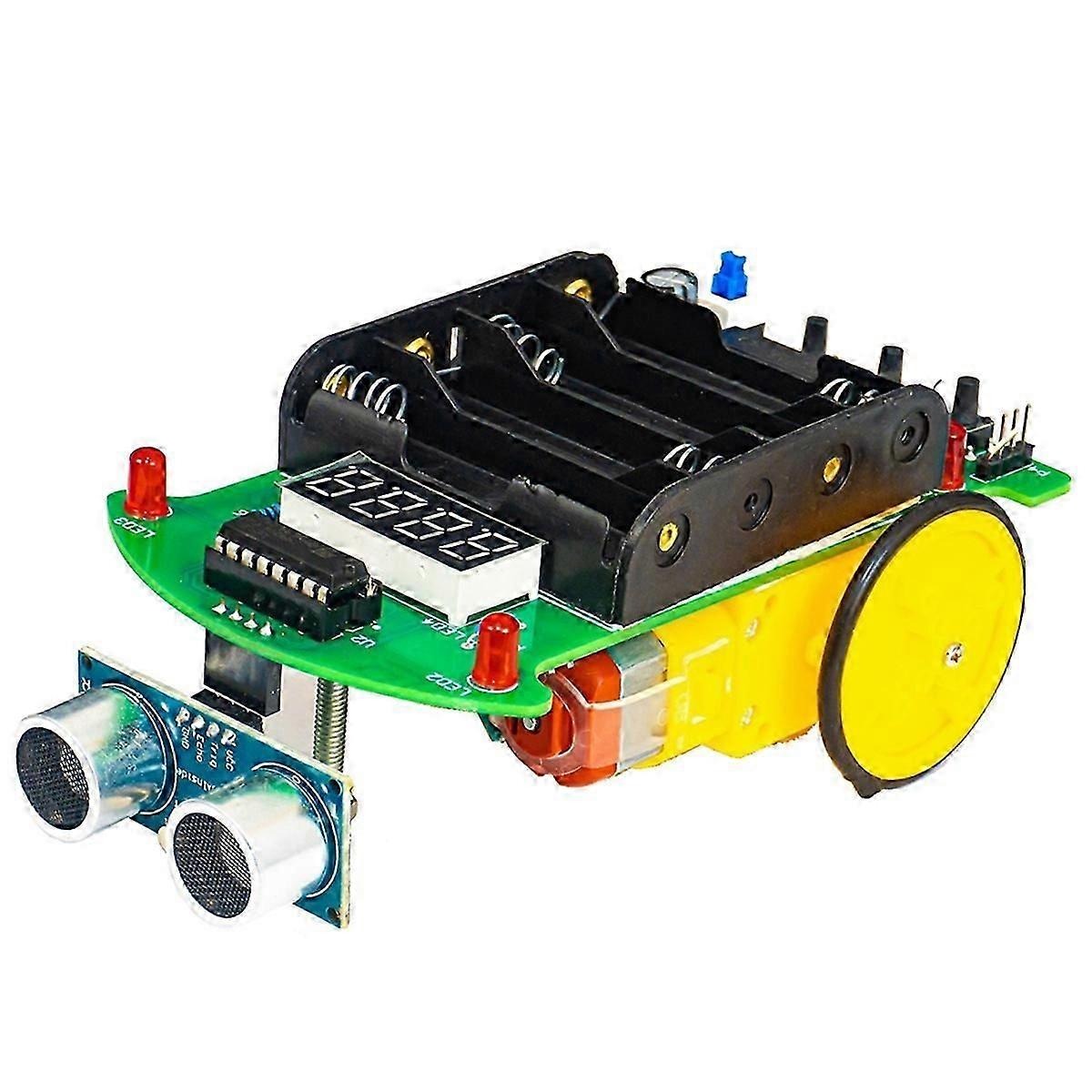 DIY Ultrasonic Ranging and Obstacle Avoidance Car Welding Kit Microcontroller Smart Car Programming
