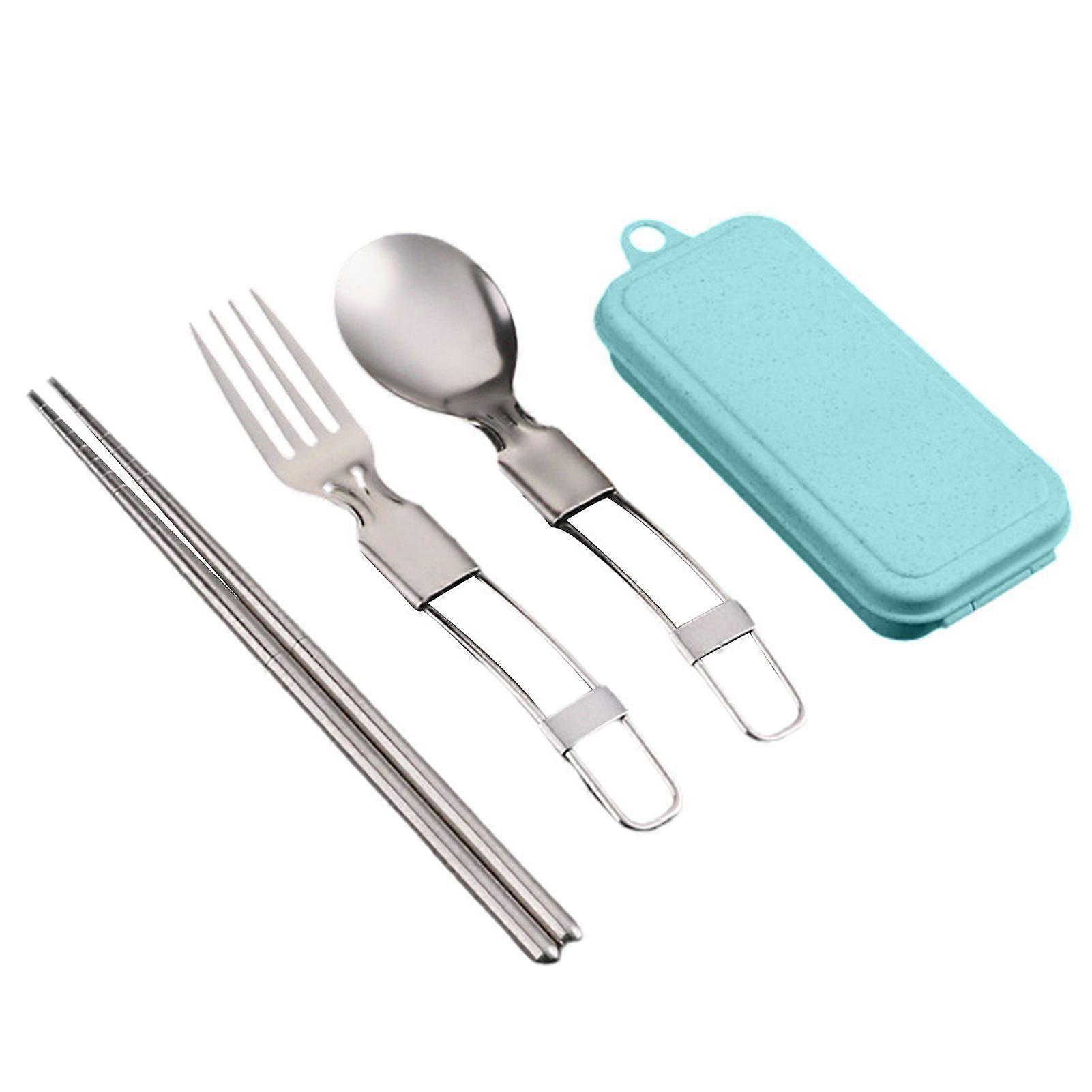 1 Set Tableware Solid Rust-Proof Ergonomics Handle Camping Supplies Trip Spoon Fork Chopsticks Kitchen Supplies
