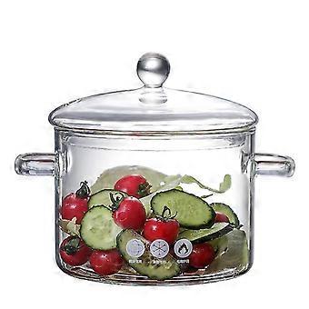 Glassgryter med deksel - 1,7 liters varmebestandig komfyrtopp gryte og pannesett, håndlaget glass Cookware_Special gave
