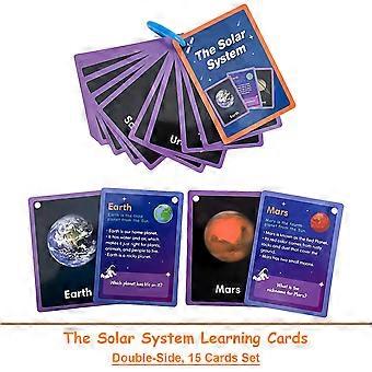 Cartões educativos do Sistema Solar, 15 unidades frente e verso para ensino de ciências planetárias, astronomia e STEM (Ciência, Tecnologia, Engenharia e Matemática), brinquedos para sala de aula infantil.