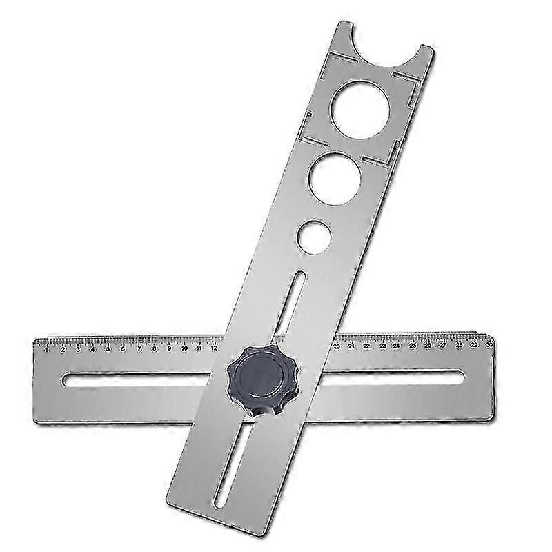 Adjustable Punch Hand Tool compatible with Multifunctional Ceramic Tile Hole Locator Ruler(1 Pcs, Silver)