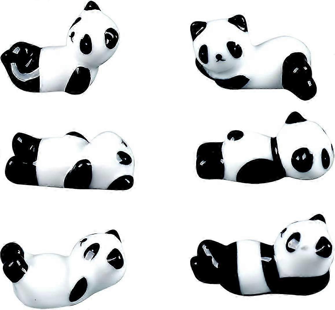 6Pcs Ceramic Panda Chopsticks Rest Holder Set