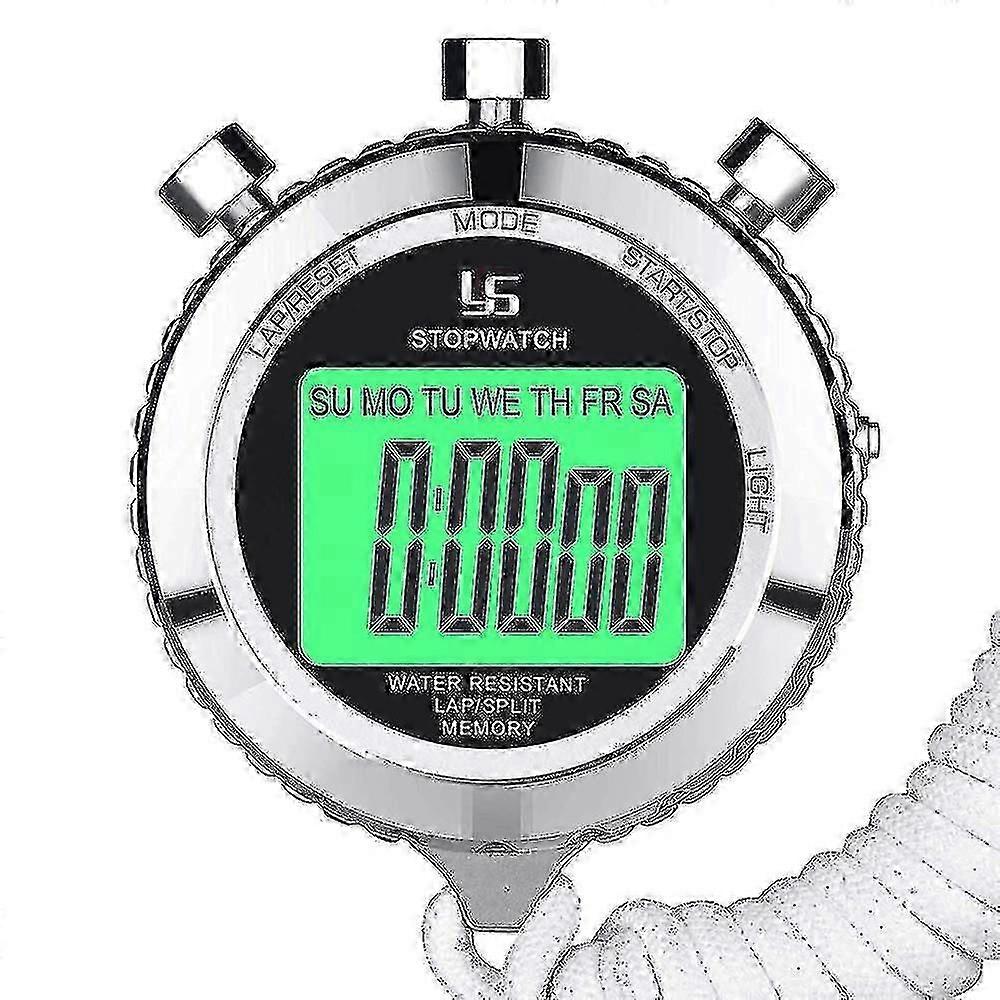 Stopwatch Metal Stopwatch Timer With Backlit 1/100th Second Precision 2 Lap Memory Digital Stop Watch