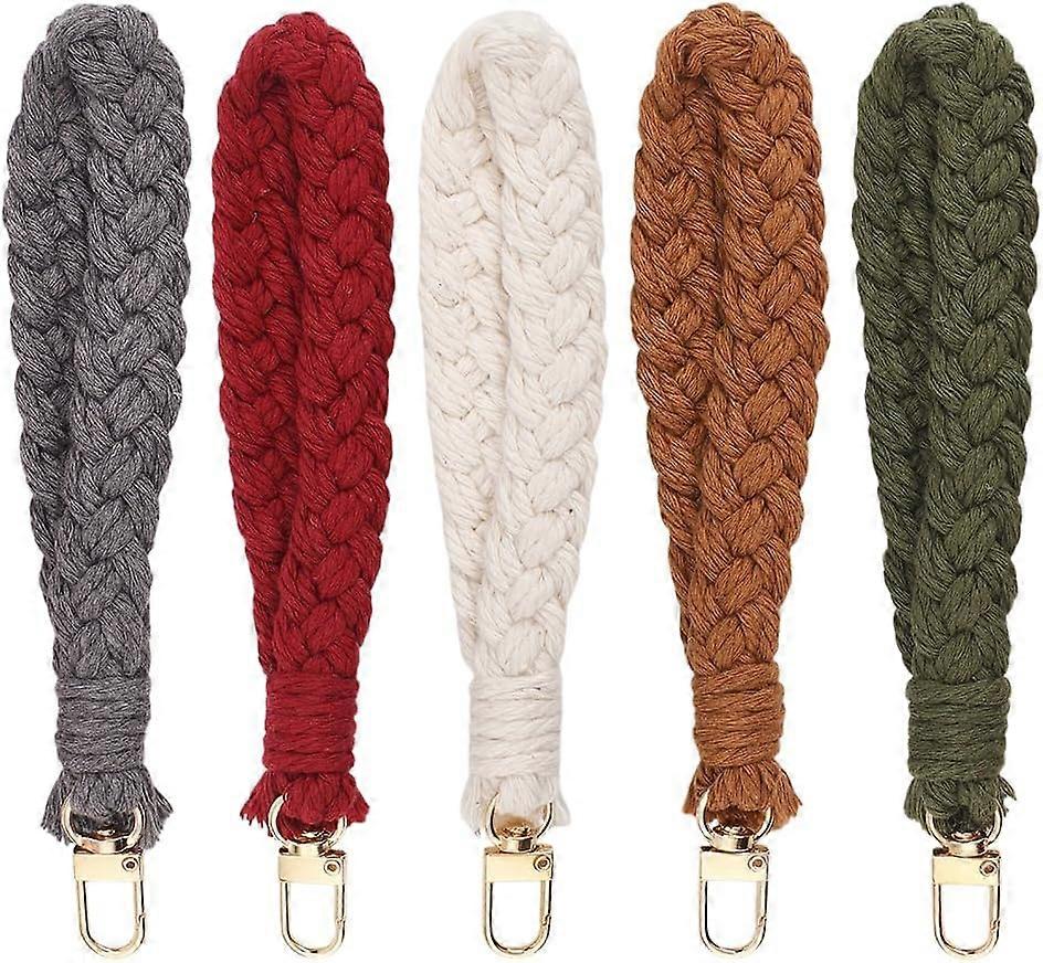 5 Pcs Handmade Keychains, Boho Handmade Lanyard Macrame Keychains for Key Decorations