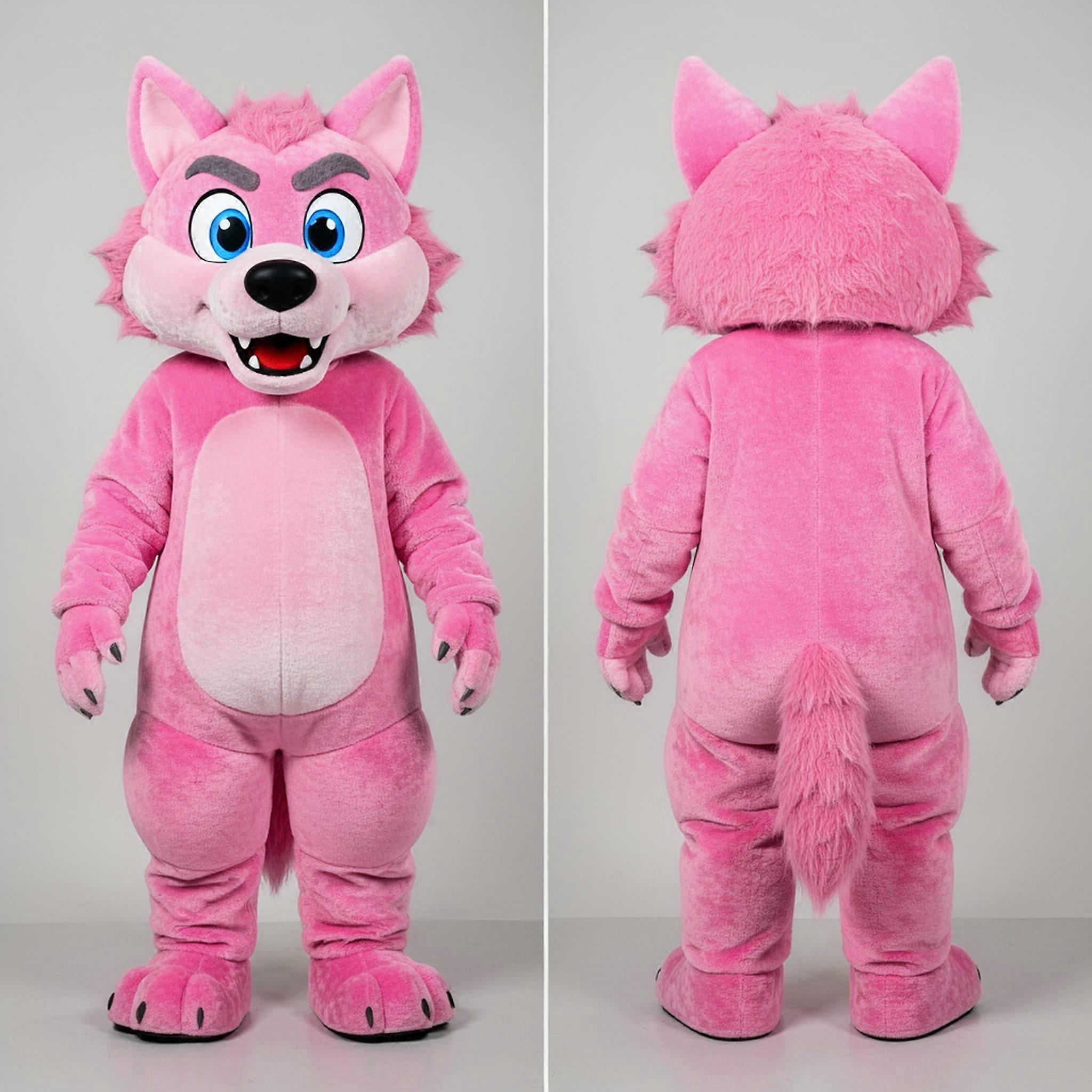 MASTICOT Pink Fluffy Werewolf Mascot