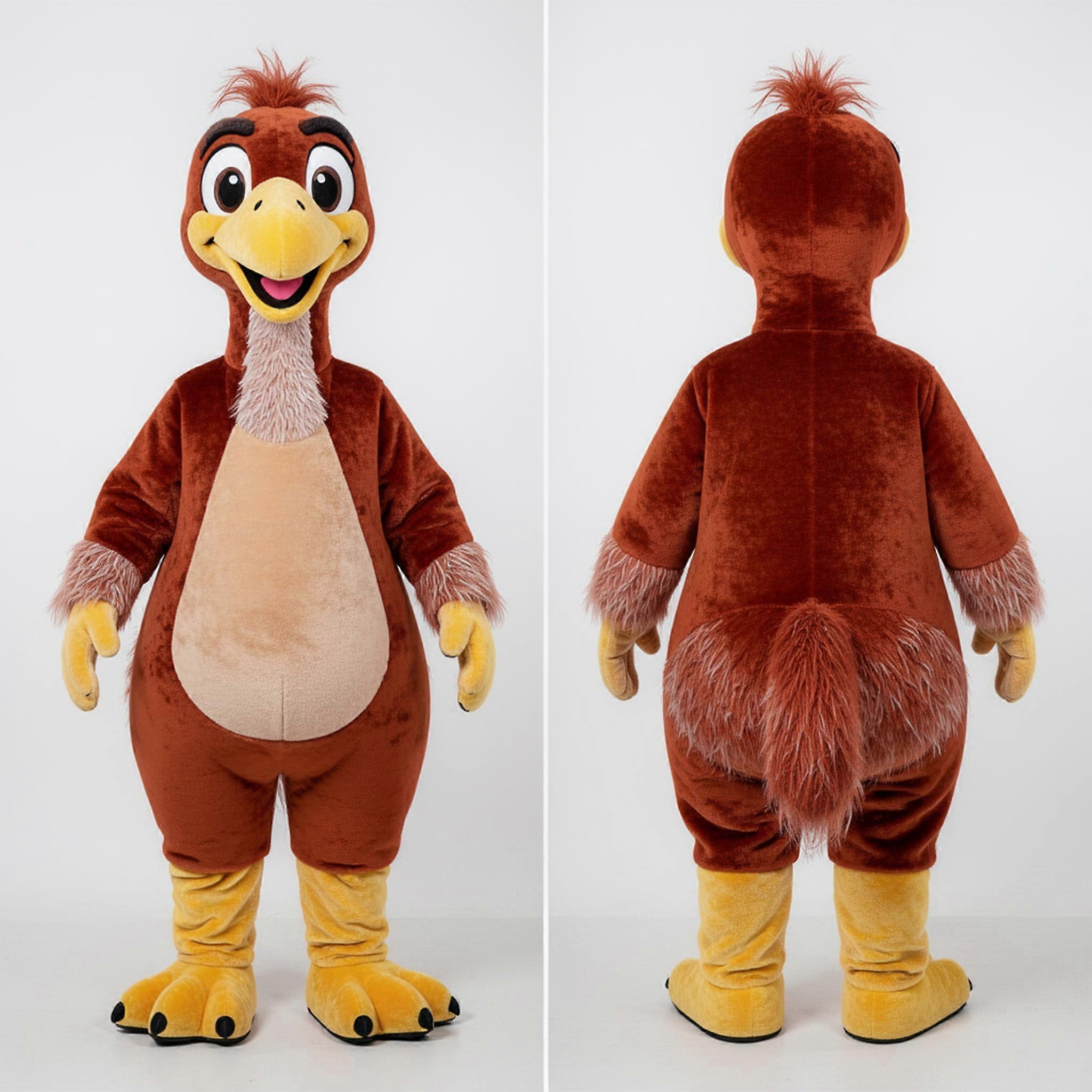 MASTICOT Rust Orange Wide Eyed Emu Mascot