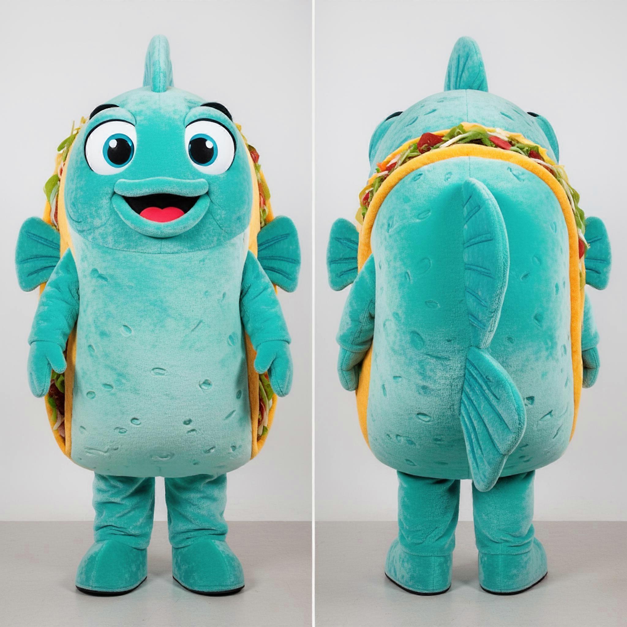 MASTICOT Turquoise Playful Fish Tacos Mascot
