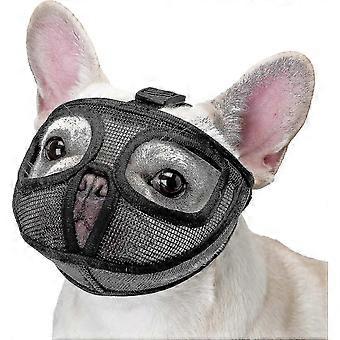 Short Nose Dog Muzzle, Adjustable No Covering Eyes Mesh Bulldog Muzzle UV