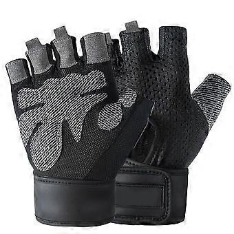 Black Riding Half Finger Gloves for Nonslip Protection 1Pair