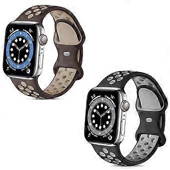 2-pakning sportsbånd kompatibel med Apple Watch-bånd 42 mm 44 mm 45 mm, pustende myk silikon erstatningsstropp for kvinner og menn kompatibel med iWat