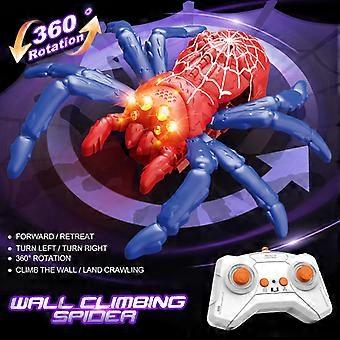 Remote Wall Climbing Spider Toy, Rechargeable LED Eyes,  Climbs Smooth Walls, Glass, Ceiling and Floors Glowing, USB Rechargeable Spider for Prank