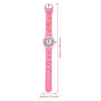 Waterproof Children's Watch Cartoon Quartz Wristwatch for Kids 1Pcs Pink