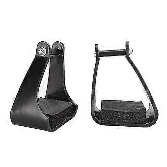 Western Horse Riding Safety Saddle Trail Stirrups Pom Plastic Black Cushioned Foam Foot Pad