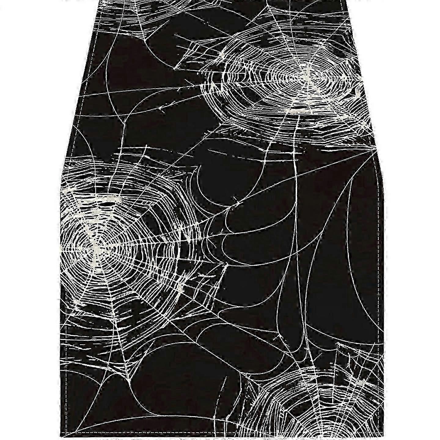 Black Spider Web Halloween Tablecloth-y21