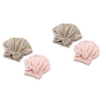 Hårtorkande handduksmössa 2-pack korallfleece snabbabsorberande mikrofiberhårinpackning för dusch och resor