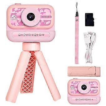 Fotocamera per bambini con obiettivo ribaltabile per video selfie Fotocamera digitale per bambini HD con treppiedi Fotocamera per bambini con carta da 32 GB Giocattolo di compleanno ideale per 3-8 anni