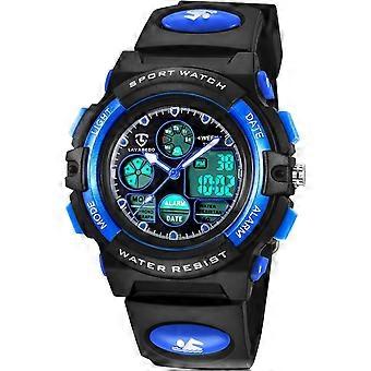 Boys digital watch, waterproof sports watch with silicone strap, alarm, stopwatch and date