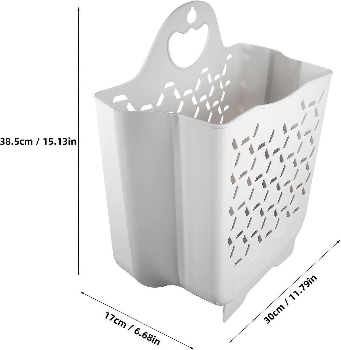 Mounted Laundry Basket, Foldable White PP Tpe Hamper