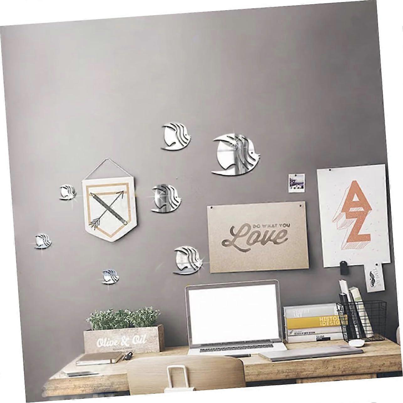 3D Fish Wall Stickers, 7pcs Mirror Finish Removable Wall Decals