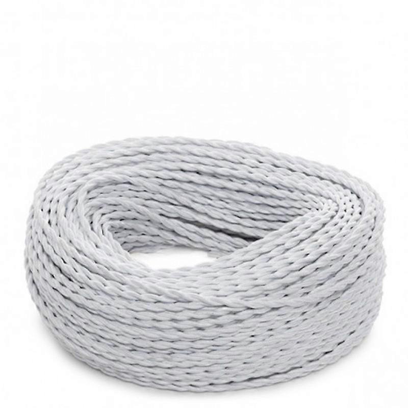 2-Core White Fabric Cable 0.75mm²
