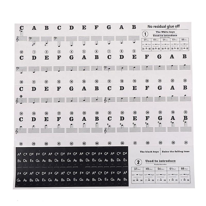 Keyboard Piano Black Removable Piano And Keyboard Stickers For 49 61 76 88